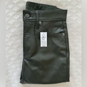 GAP Vintage Slim Dark Green Leather Pants